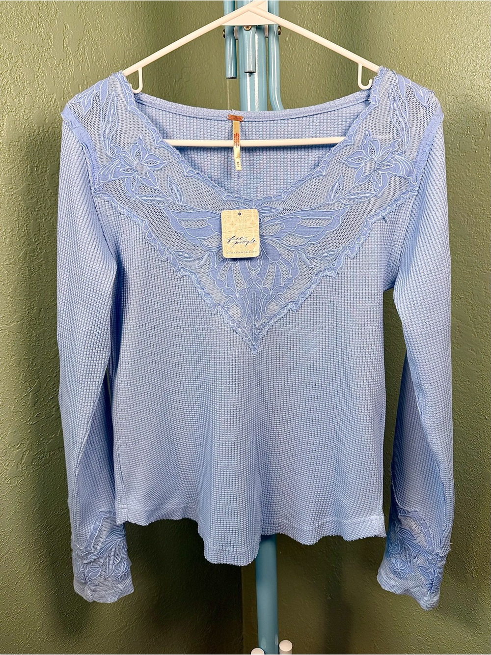 Free People Butterfly Cuff Thermal Knit Long Sleeve Top - Picture 2 of 8